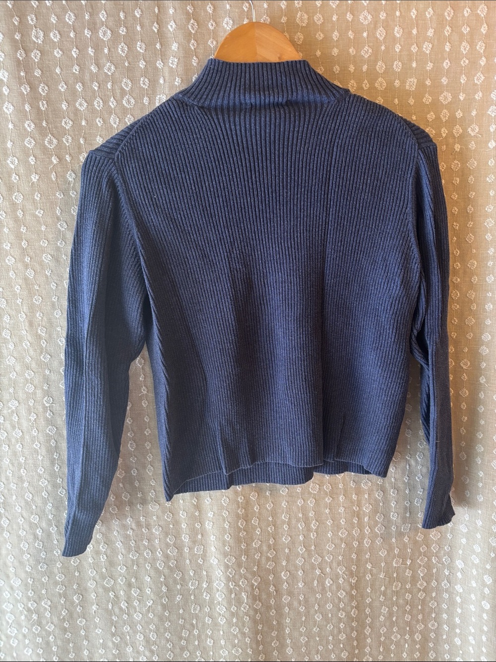 Talbots Ribbed Mock Neck Sweater - Navy Blue - Picture 5 of 5